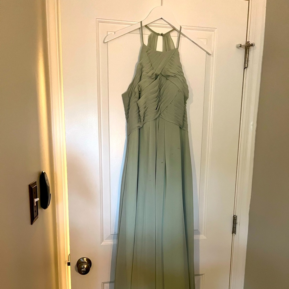 Azazie Dusty Sage Bridesmaid Dress Size 4